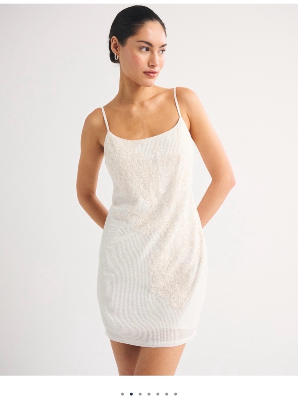 Abercrombie & Fitch Cream White Beaded Mini Dress
